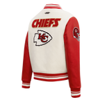 NFL KANSAS CITY CHIEFS RETRO CLASSIC WOMEN'S RIB WOOL VARSITY JACKET (EGGSHELL/ RED)