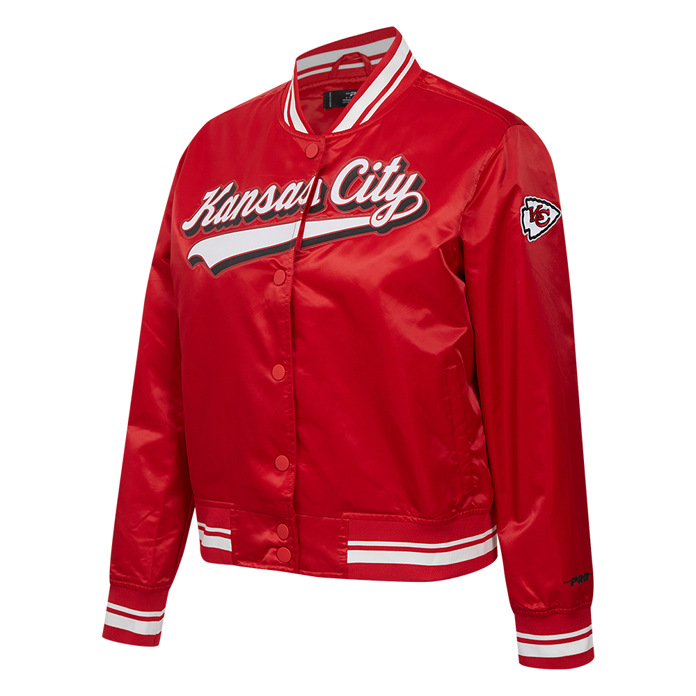 NFL KANSAS CITY CHIEFS SCRIPT TAIL WOMEN'S SATIN JACKET (RED)