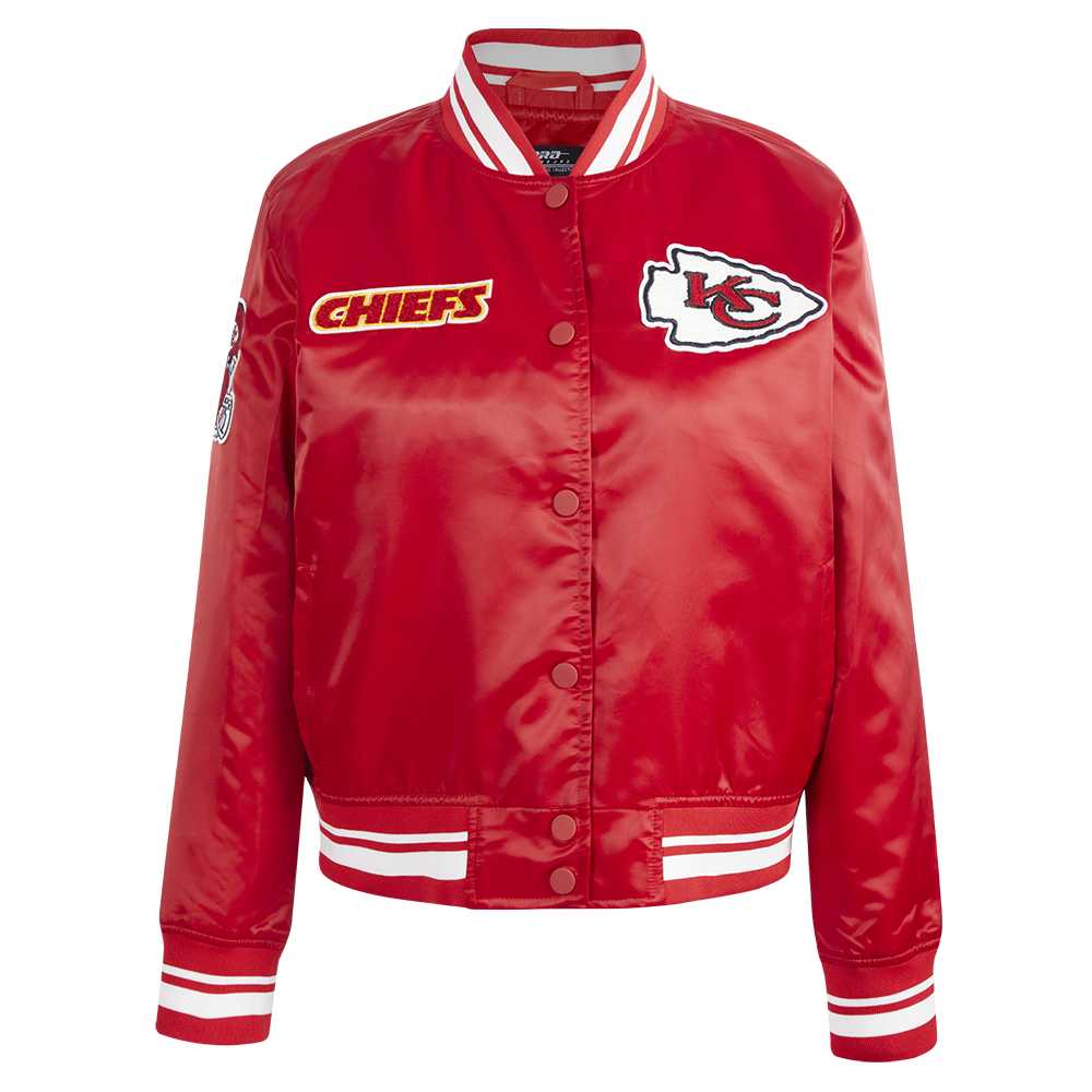 NFL KANSAS CITY CHIEFS RETRO CLASSIC WOMEN'S RIB SATIN JACKET (RED)
