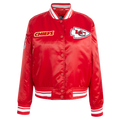 NFL KANSAS CITY CHIEFS RETRO CLASSIC WOMEN'S RIB SATIN JACKET (RED)