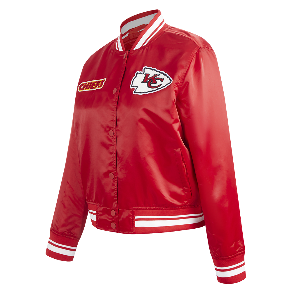 NFL KANSAS CITY CHIEFS RETRO CLASSIC WOMEN'S RIB SATIN JACKET (RED)