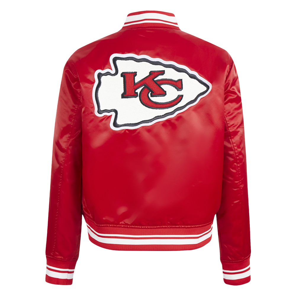 NFL KANSAS CITY CHIEFS RETRO CLASSIC WOMEN'S RIB SATIN JACKET (RED)