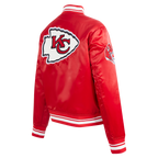 NFL KANSAS CITY CHIEFS RETRO CLASSIC WOMEN'S RIB SATIN JACKET (RED)