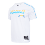 NFL LOS ANGELES CHARGERS CLASSIC MESH T-SHIRT EN JERSEY SIMPLE À RAYURES POUR HOMME (BLANC/BLEU UNIVERSITÉ)