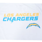 NFL LOS ANGELES CHARGERS CLASSIC MESH T-SHIRT EN JERSEY SIMPLE À RAYURES POUR HOMME (BLANC/BLEU UNIVERSITÉ)