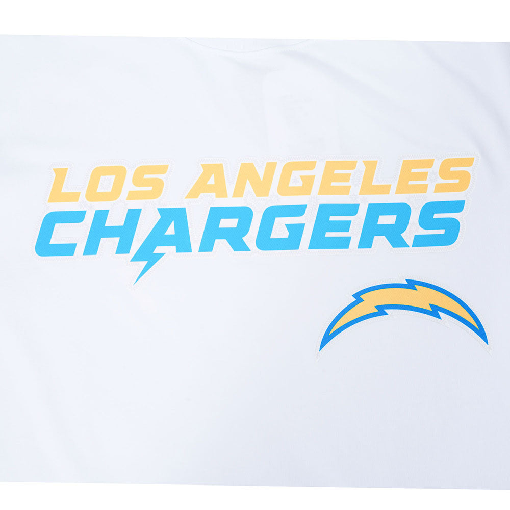NFL LOS ANGELES CHARGERS CLASSIC MESH T-SHIRT EN JERSEY SIMPLE À RAYURES POUR HOMME (BLANC/BLEU UNIVERSITÉ)