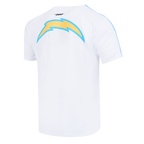 NFL LOS ANGELES CHARGERS CLASSIC MESH T-SHIRT EN JERSEY SIMPLE À RAYURES POUR HOMME (BLANC/BLEU UNIVERSITÉ)