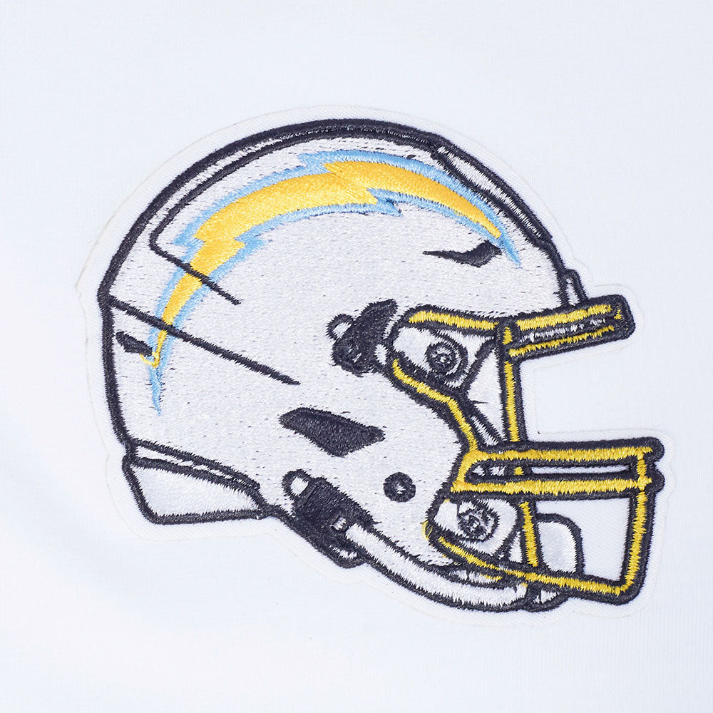NFL LOS ANGELES CHARGERS CLASSIC MESH T-SHIRT EN JERSEY SIMPLE À RAYURES POUR HOMME (BLANC/BLEU UNIVERSITÉ)