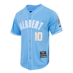 NFL LOS ANGELES CHARGERS JUSTIN HERBERT #10 CLASSIC MESH PNN CHEMISE BOUTONNÉE EN FILET POUR HOMME (BLEU UNIVERSITÉ)