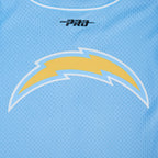 NFL LOS ANGELES CHARGERS JUSTIN HERBERT #10 CLASSIC MESH PNN CHEMISE BOUTONNÉE EN FILET POUR HOMME (BLEU UNIVERSITÉ)