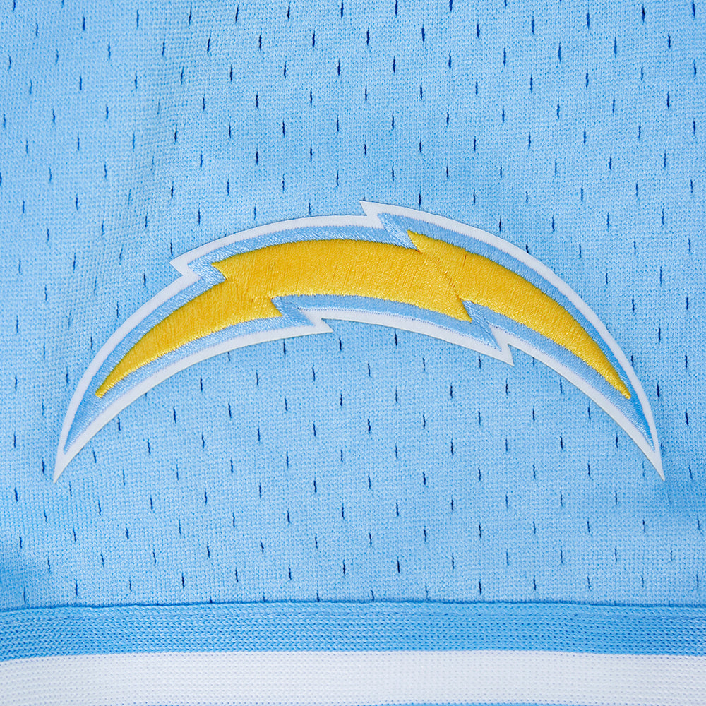 NFL LOS ANGELES CHARGERS JUSTIN HERBERT #10 CLASSIC MESH PNN CHEMISE BOUTONNÉE EN FILET POUR HOMME (BLEU UNIVERSITÉ)