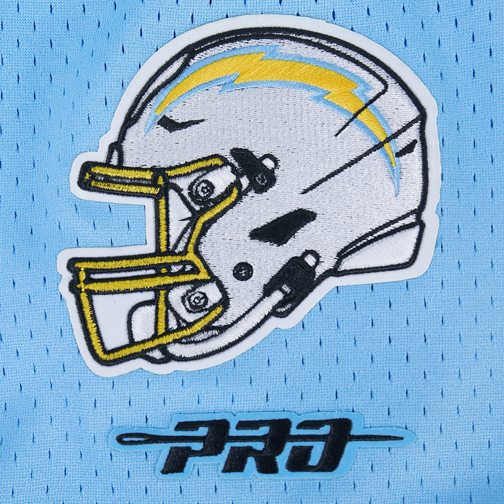 NFL LOS ANGELES CHARGERS JUSTIN HERBERT #10 CLASSIC MESH PNN CHEMISE BOUTONNÉE EN FILET POUR HOMME (BLEU UNIVERSITÉ)