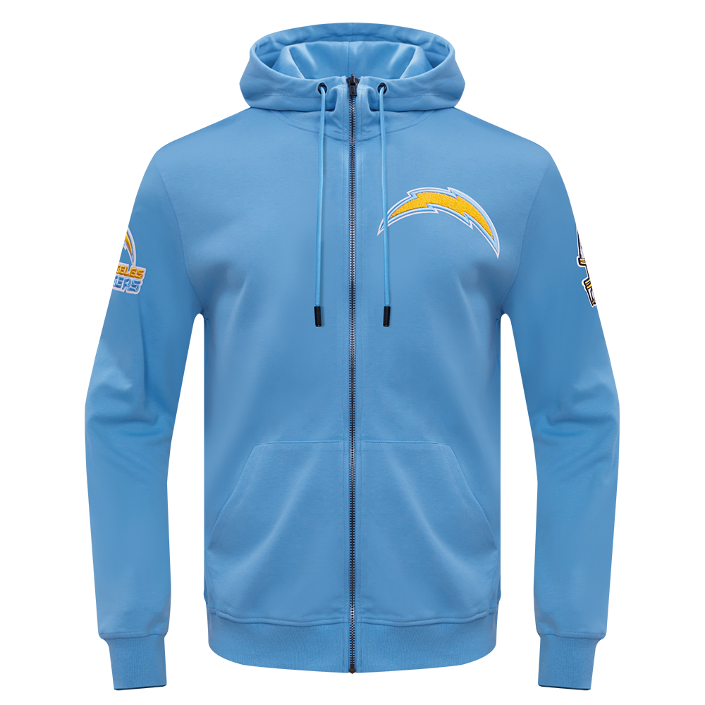 NFL LOS ANGELES CHARGERS CLASSIC CHENILLE CHANDAIL À CAPUCHON À GLISSIÈRE (BLEU UNIVERSITÉ)
