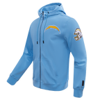NFL LOS ANGELES CHARGERS CLASSIC CHENILLE CHANDAIL À CAPUCHON À GLISSIÈRE (BLEU UNIVERSITÉ)