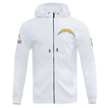 NFL LOS ANGELES CHARGERS CLASSIC CHENILLE CHANDAIL À CAPUCHON À GLISSIÈRE (BLANC)