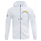 NFL LOS ANGELES CHARGERS CLASSIC CHENILLE CHANDAIL À CAPUCHON À GLISSIÈRE (BLANC)