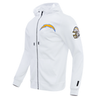 NFL LOS ANGELES CHARGERS CLASSIC CHENILLE CHANDAIL À CAPUCHON À GLISSIÈRE (BLANC)