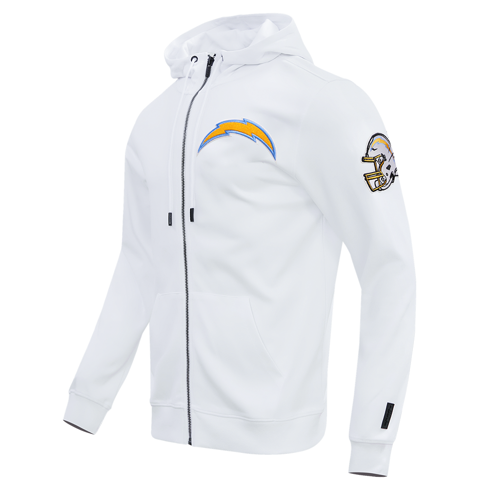 NFL LOS ANGELES CHARGERS CLASSIC CHENILLE CHANDAIL À CAPUCHON À GLISSIÈRE (BLANC)