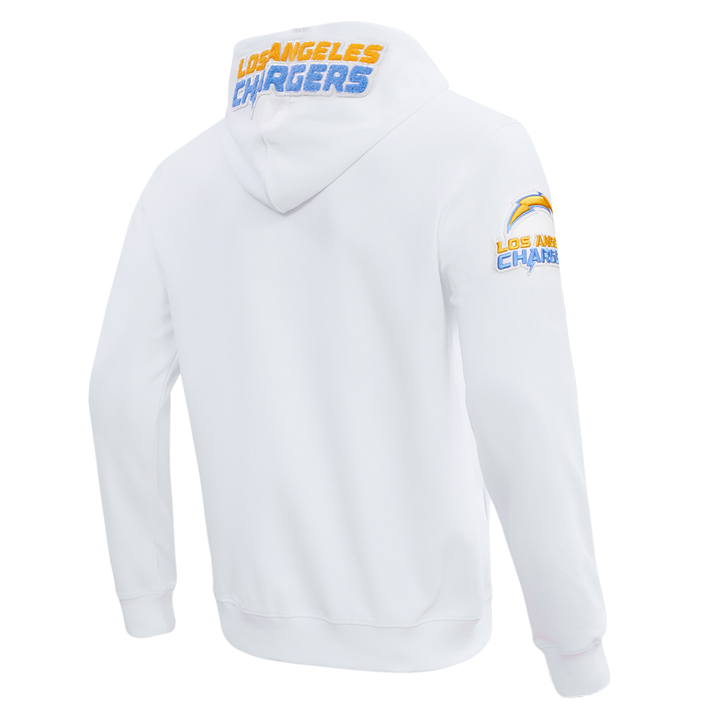 NFL LOS ANGELES CHARGERS CLASSIC CHENILLE CHANDAIL À CAPUCHON À GLISSIÈRE (BLANC)