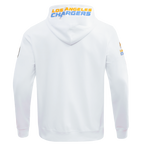 NFL LOS ANGELES CHARGERS CLASSIC CHENILLE CHANDAIL À CAPUCHON À GLISSIÈRE (BLANC)
