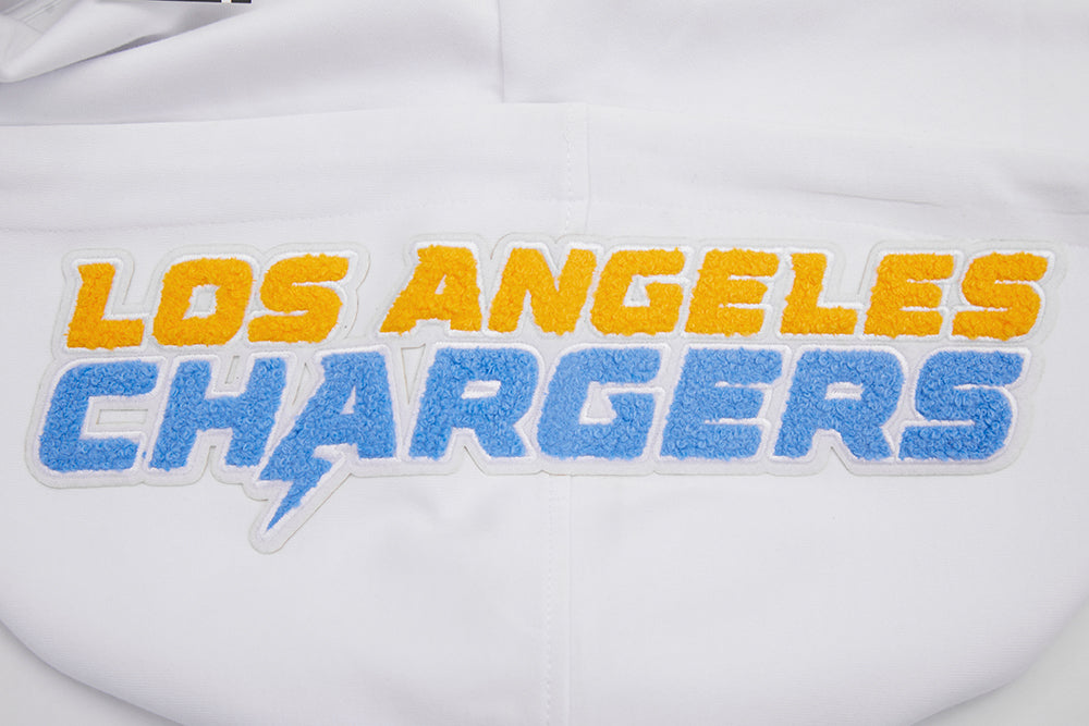 NFL LOS ANGELES CHARGERS CLASSIC CHENILLE CHANDAIL À CAPUCHON À GLISSIÈRE (BLANC)