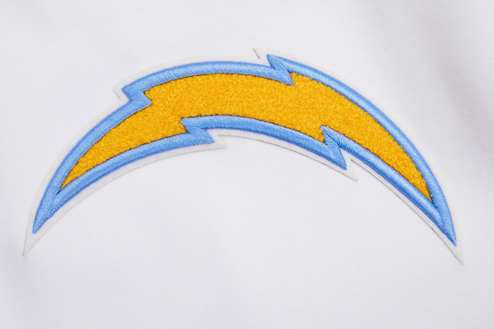NFL LOS ANGELES CHARGERS CLASSIC CHENILLE CHANDAIL À CAPUCHON À GLISSIÈRE (BLANC)