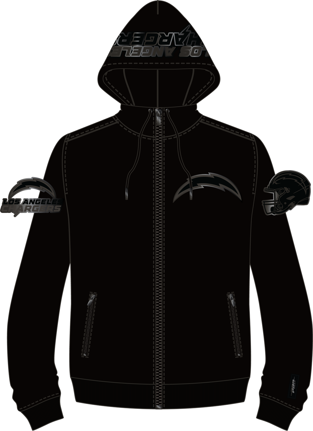 NFL LOS ANGELES CHARGERS TRIPLE BLACK CHANDAIL À CAPUCHON EN MAILLE DOUBLE À GLISSIÈRE POUR HOMME (TRIPLE NOIR)