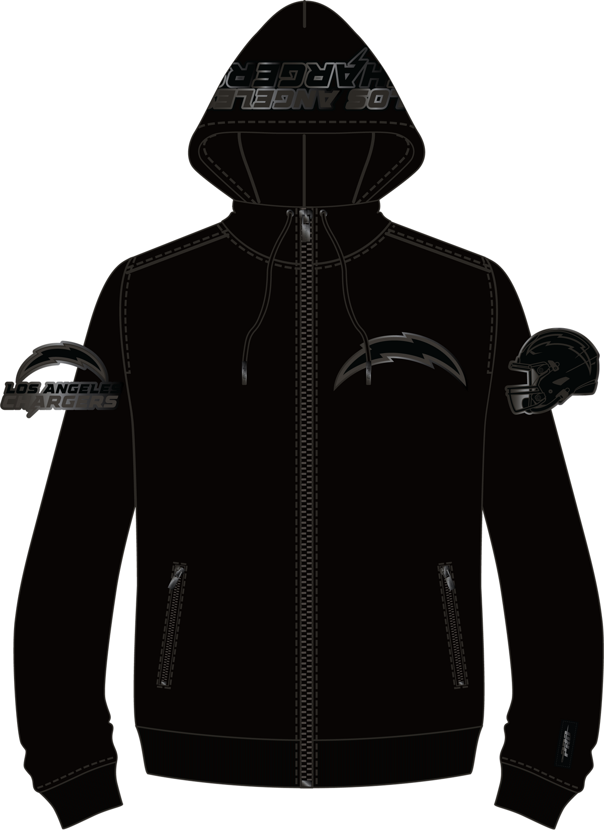 NFL LOS ANGELES CHARGERS TRIPLE BLACK CHANDAIL À CAPUCHON EN MAILLE DOUBLE À GLISSIÈRE POUR HOMME (TRIPLE NOIR)