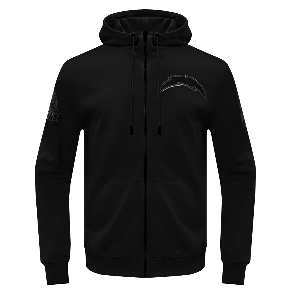 NFL LOS ANGELES CHARGERS TRIPLE BLACK CHANDAIL À CAPUCHON EN MAILLE DOUBLE À GLISSIÈRE POUR HOMME (TRIPLE NOIR)