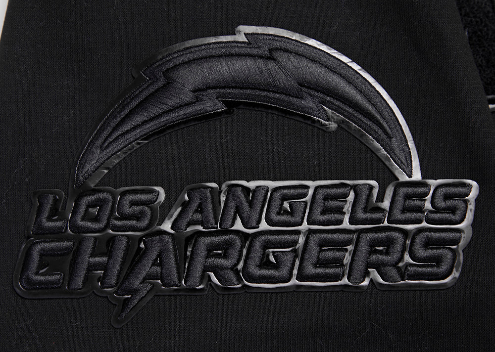NFL LOS ANGELES CHARGERS TRIPLE BLACK CHANDAIL À CAPUCHON EN MAILLE DOUBLE À GLISSIÈRE POUR HOMME (TRIPLE NOIR)