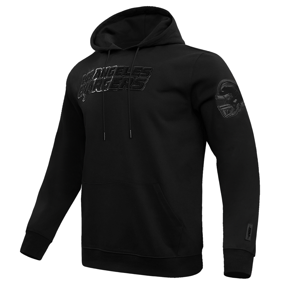 NFL LOS ANGELES CHARGERS TRIPLE BLACK MEN'S DOUBLE KNIT PULLOVER HOODIE (TRIPLE BLACK MEN'S)