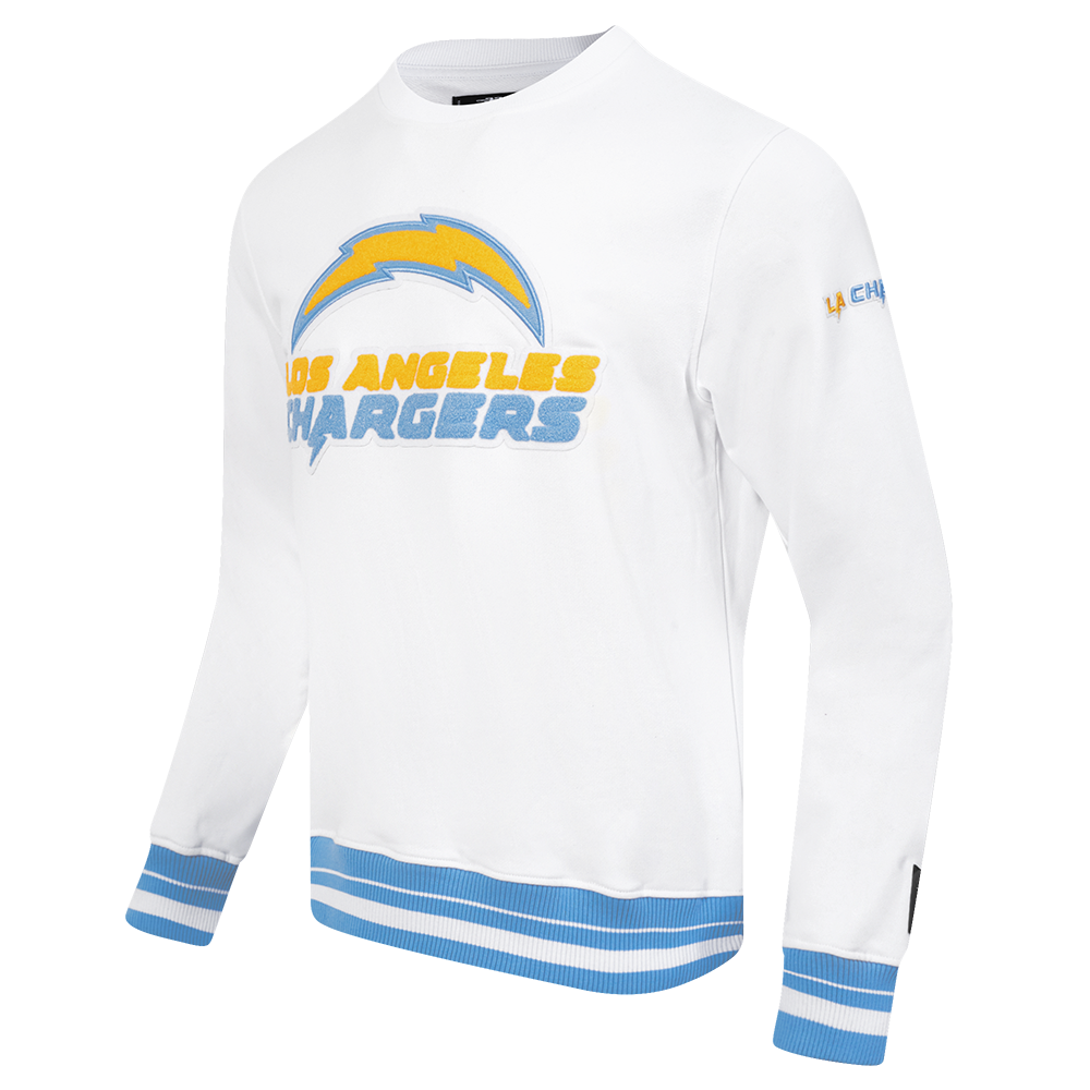 NFL LOS ANGELES CHARGERS MASHUP MEN'S RIB CREWNECK (WHITE/UNIVERSITY BLUE)