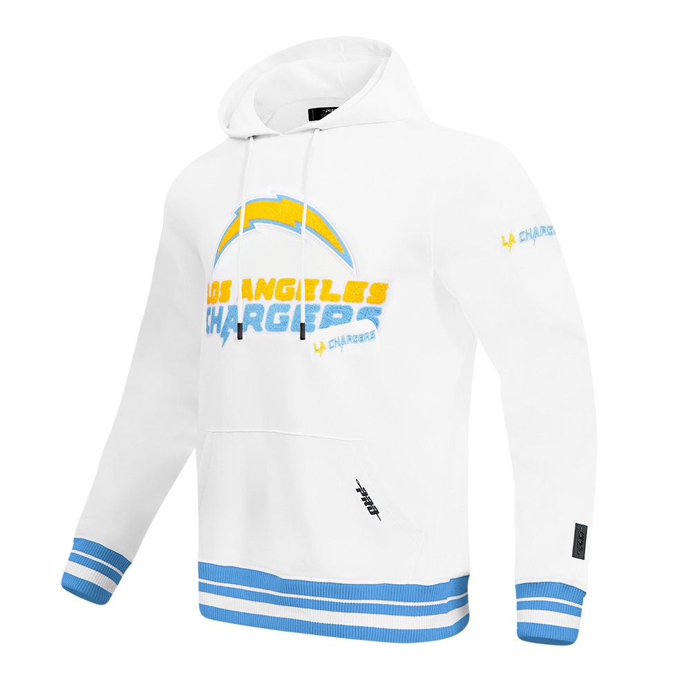NFL LOS ANGELES CHARGERS MASHUP MEN'S RIB PO HOODIE (WHITE/UNIVERSITY BLUE)