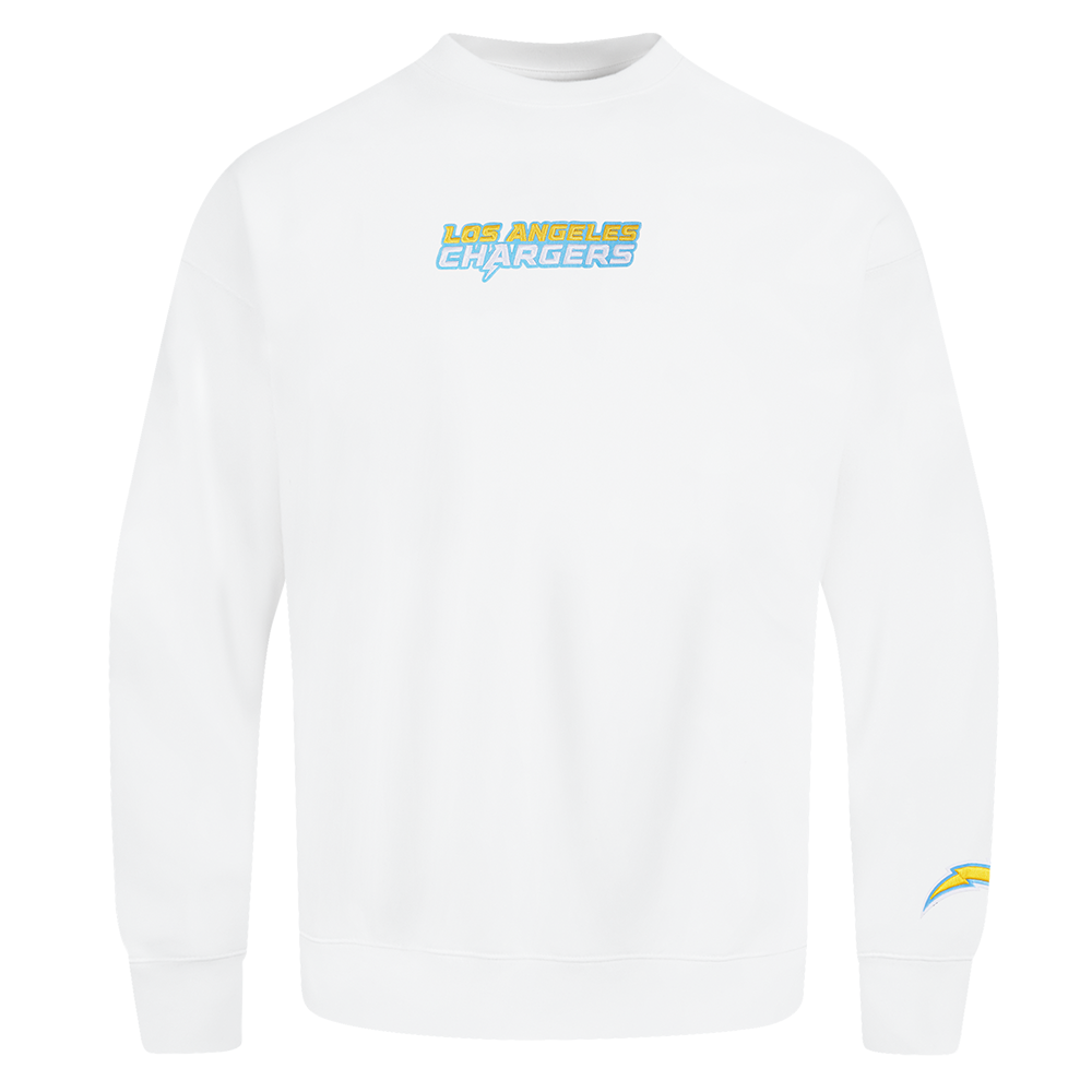 NFL LOS ANGELES CHARGERS WINGSPAN MEN'S DROP SHOULDER FLC CREWNECK (WHITE)