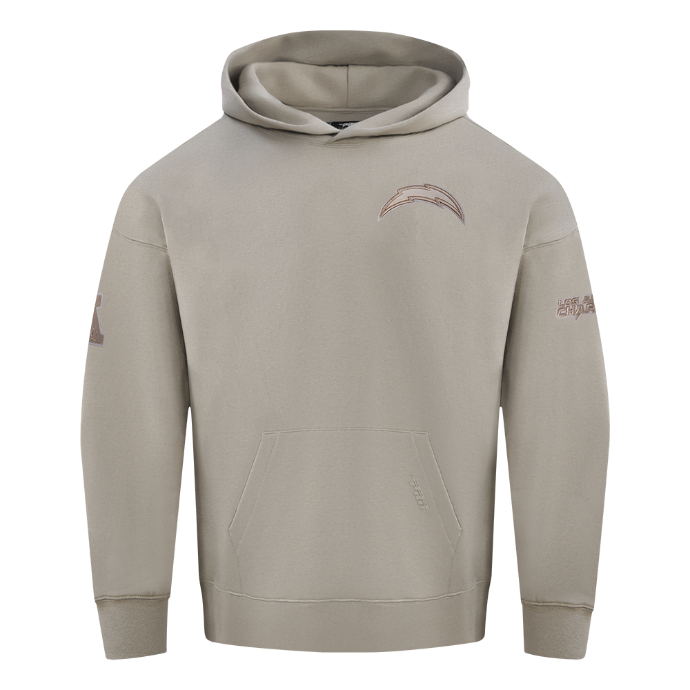 NFL LOS ANGELES CHARGERS NEUTRAL CHANDAIL À CAPUCHON EN MOLLETON À ÉPAULES TOMBANTES POUR HOMME (TAUPE)