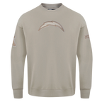 NFL LOS ANGELES CHARGERS NEUTRAL CHANDAIL À COL ROND EN MOLLETON À ÉPAULES TOMBANTES POUR HOMME (TAUPE)