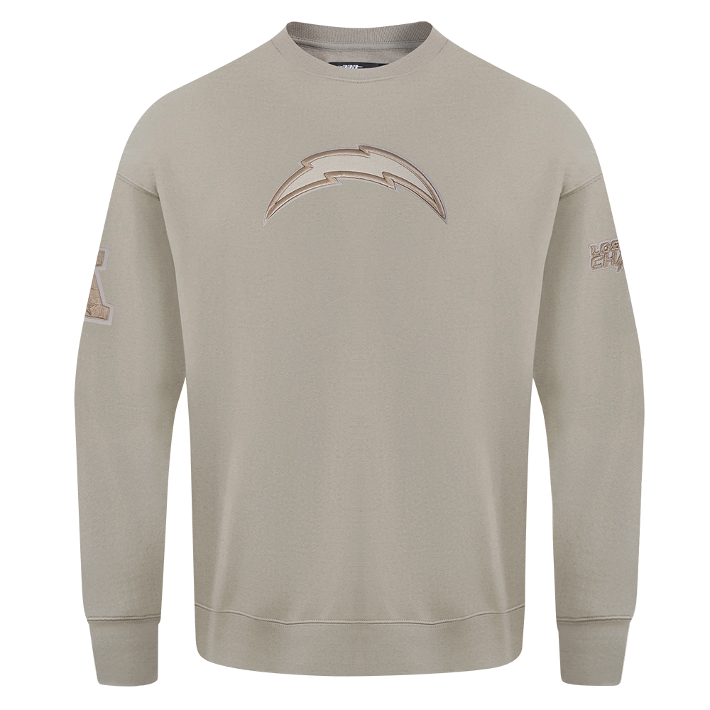 NFL LOS ANGELES CHARGERS NEUTRAL CHANDAIL À COL ROND EN MOLLETON À ÉPAULES TOMBANTES POUR HOMME (TAUPE)