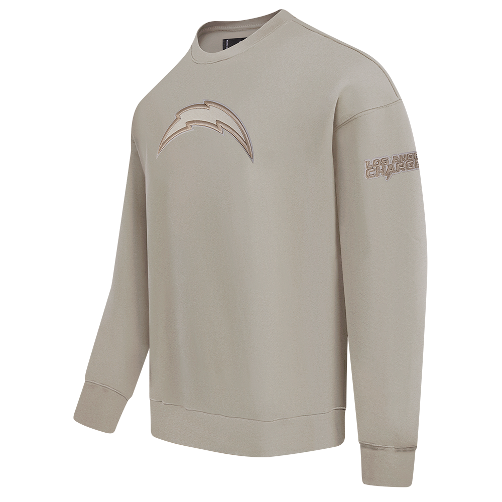 NFL LOS ANGELES CHARGERS NEUTRAL CHANDAIL À COL ROND EN MOLLETON À ÉPAULES TOMBANTES POUR HOMME (TAUPE)