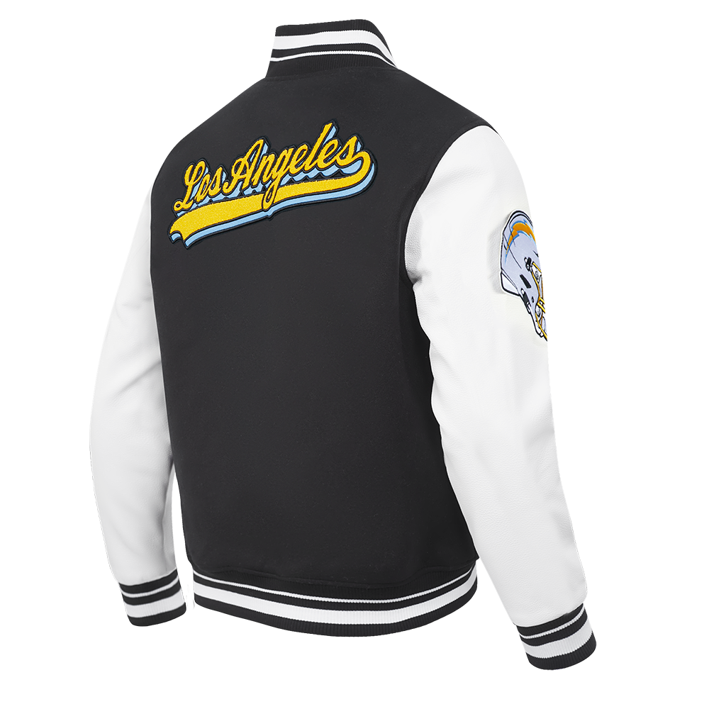 NFL LOS ANGELES CHARGERS SCRIPT TAIL BLOUSON COLLÉGIAL POUR HOMME (NOIR/BLANC)