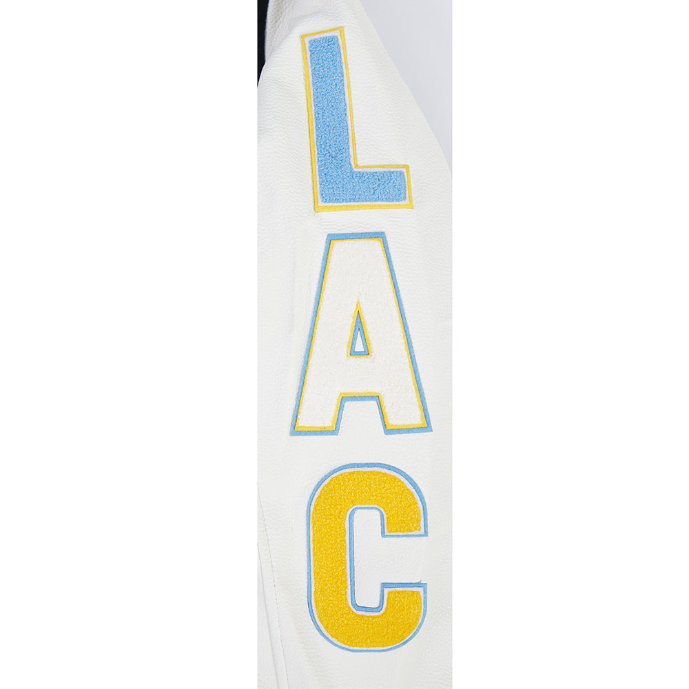 NFL LOS ANGELES CHARGERS SCRIPT TAIL BLOUSON COLLÉGIAL POUR HOMME (NOIR/BLANC)