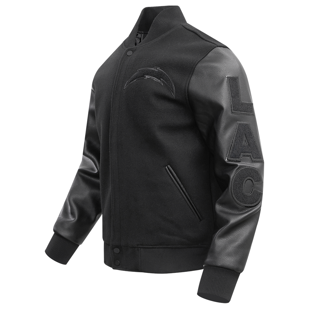NFL LOS ANGELES CHARGERS TRIPLE BLACK BLOUSON COLLÉGIAL EN LAINE POUR HOMME (TRIPLE NOIR HOMME)