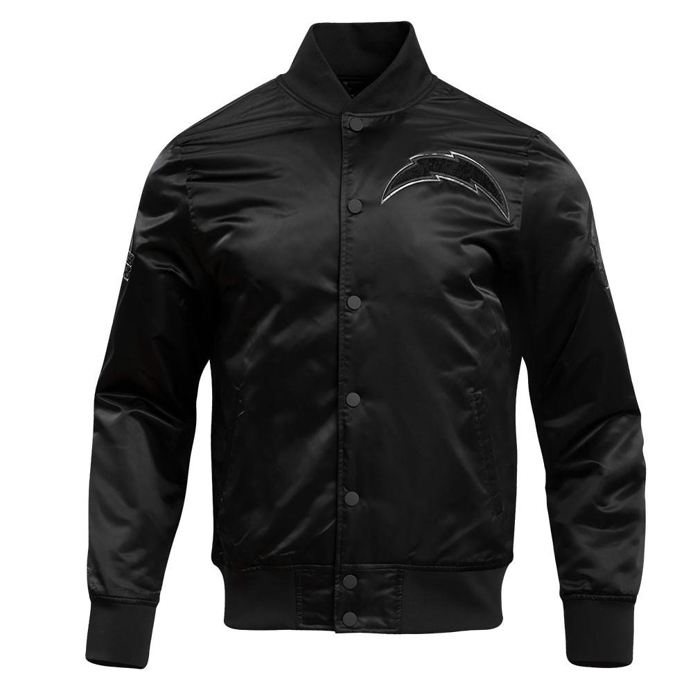 NFL LOS ANGELES CHARGERS TRIPLE BLACK MEN'S SATIN JACKET (TRIPLE BLACK MEN'S)