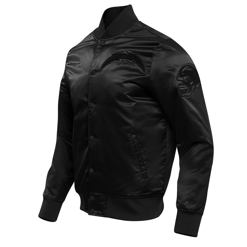 NFL LOS ANGELES CHARGERS TRIPLE BLACK MEN'S SATIN JACKET (TRIPLE BLACK MEN'S)