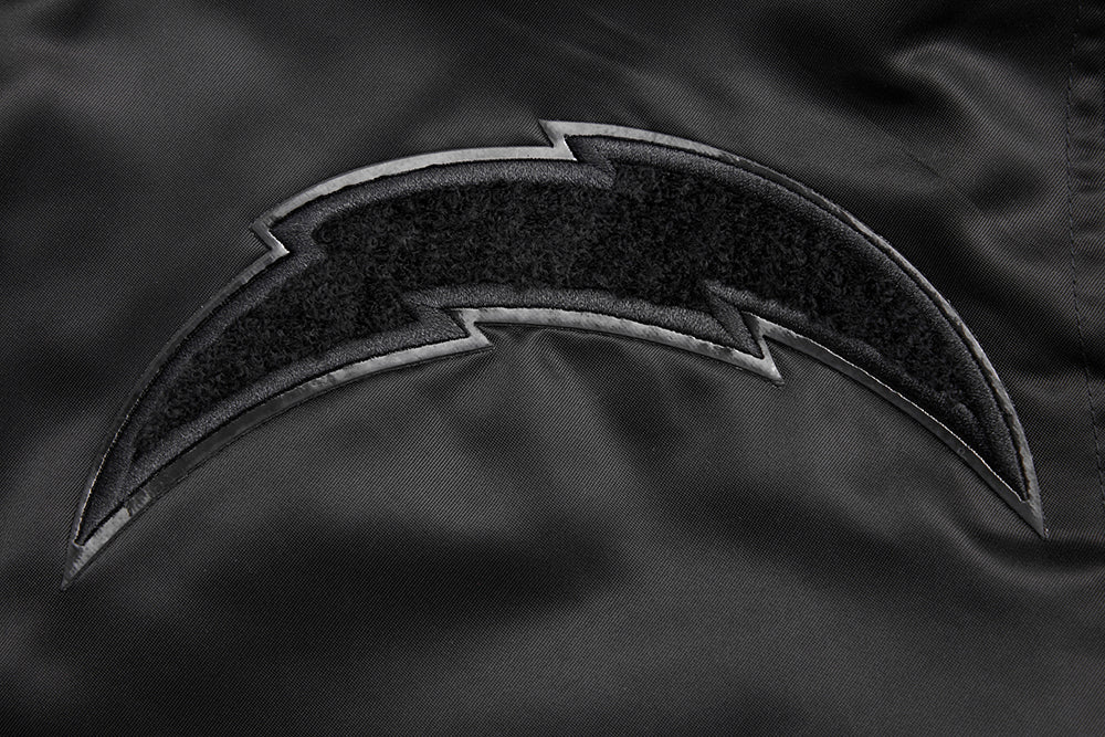 NFL LOS ANGELES CHARGERS TRIPLE BLACK MEN'S SATIN JACKET (TRIPLE BLACK MEN'S)