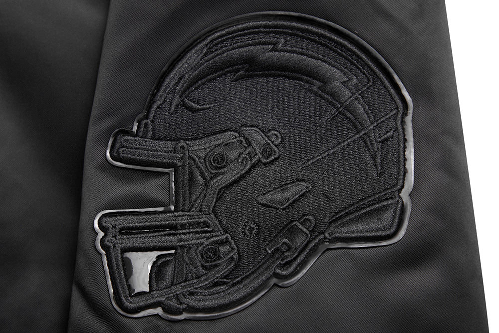NFL LOS ANGELES CHARGERS TRIPLE BLACK MEN'S SATIN JACKET (TRIPLE BLACK MEN'S)