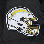 NFL LOS ANGELES CHARGERS OLD ENGLISH BLOUSON EN SATIN À BORDS CÔTELÉS POUR HOMME (NOIR)