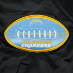 NFL LOS ANGELES CHARGERS OLD ENGLISH BLOUSON EN SATIN À BORDS CÔTELÉS POUR HOMME (NOIR)