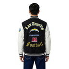NFL LOS ANGELES CHARGERS OLD ENGLISH BLOUSON COLLÉGIAL EN LAINE À BORDS CÔTELÉS POUR HOMME (NOIR/BLANC)