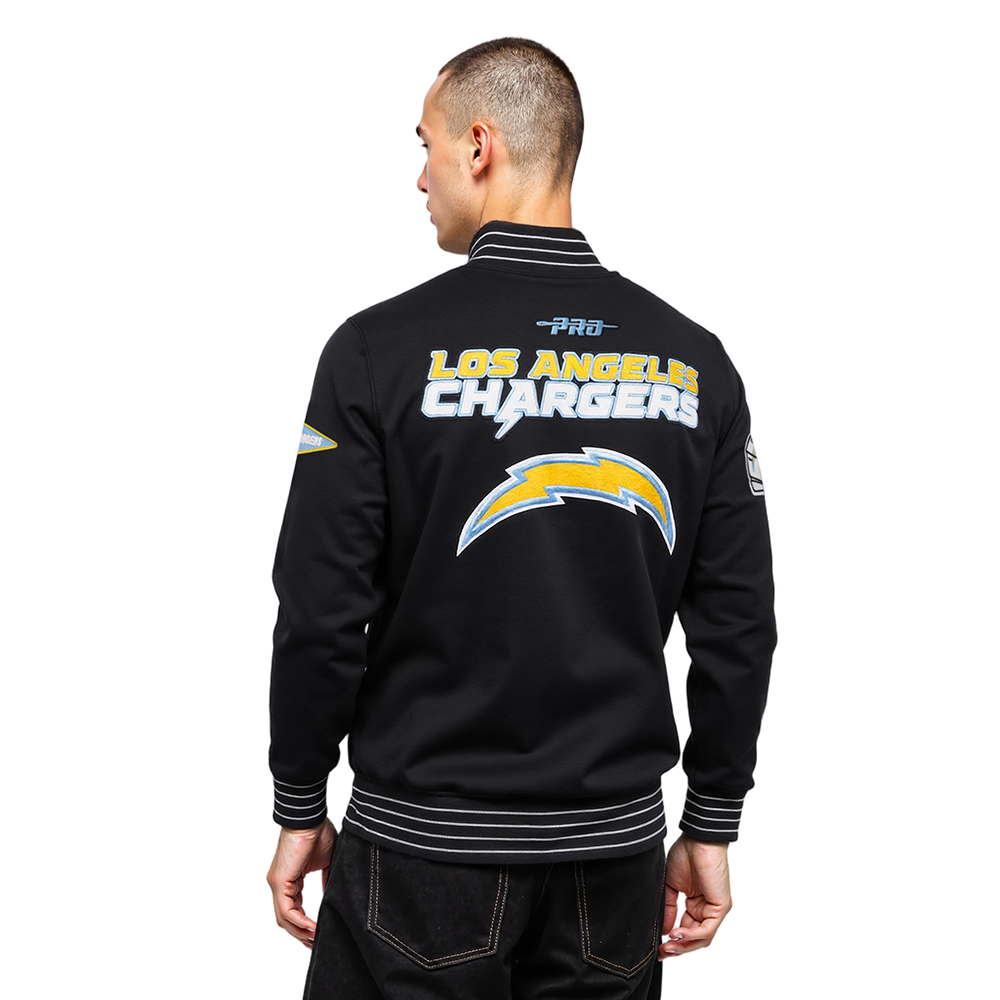 NFL LOS ANGELES CHARGERS PRO GAME DAY MEN'S DBL KNIT JACKET (BLACK/SILVER/WHITE)