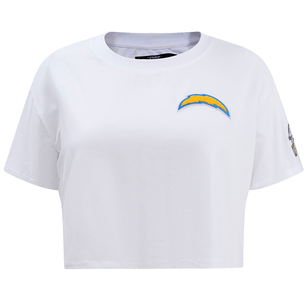 NFL LOS ANGELES CHARGERS CLASSIC T-SHIRT EN JERSEY SIMPLE À COUPE CARRÉE POUR FEMME (BLANC)